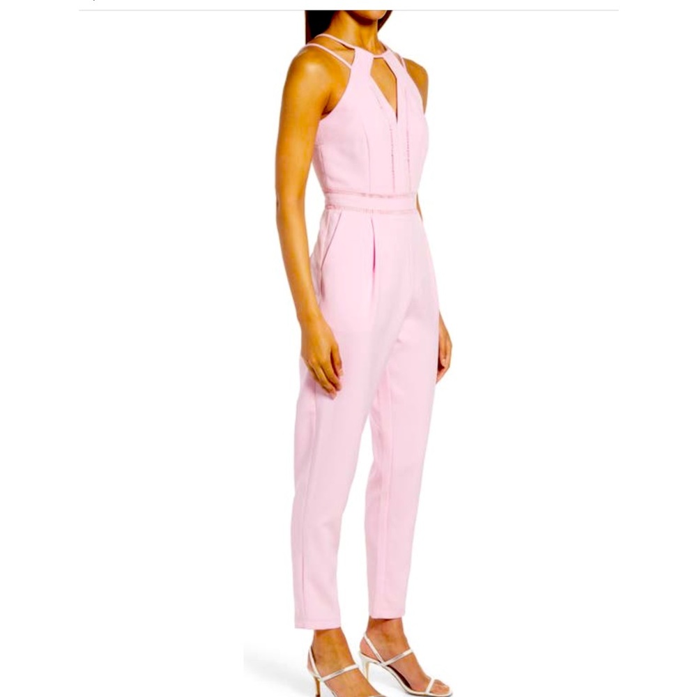 Adelyn Rae Light Pink Halter Jumpsuit with Keyhole Detail